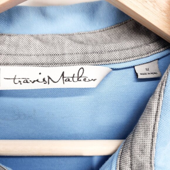 Travis Mathew Mens Light Blue Polo Shirt Size M Pima Cotton/Polyester Short Slee - Picture 3 of 8